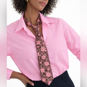 Ted Baker Brown Tie with Pink Flowers - Unisex